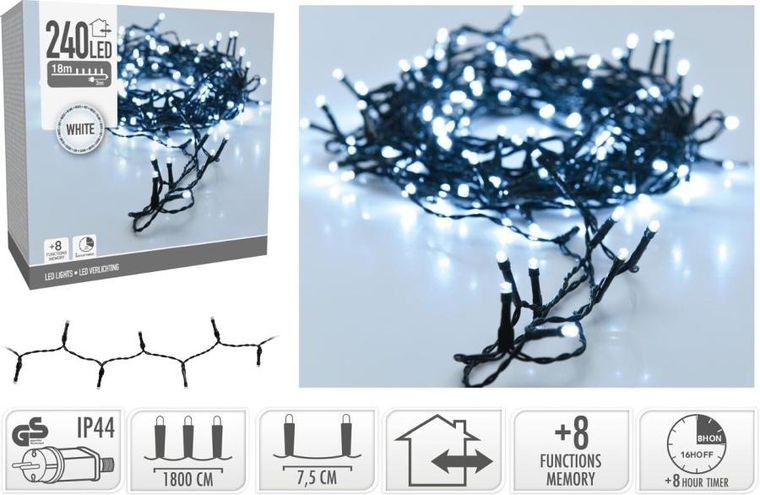 Christmas Decoration, lampki choinkowe, łańcuch świetlny 240 led, zimny biały