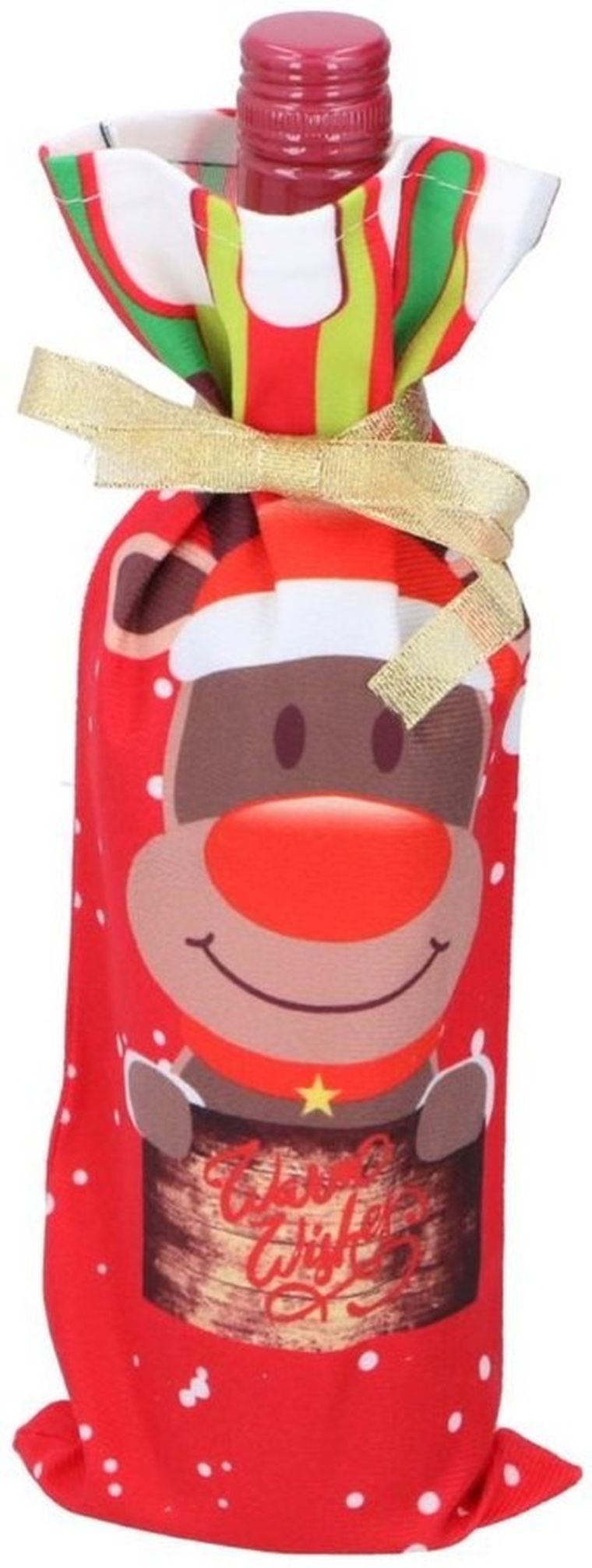 Christmas gifts, torebka świąteczna na butelkę, renifer