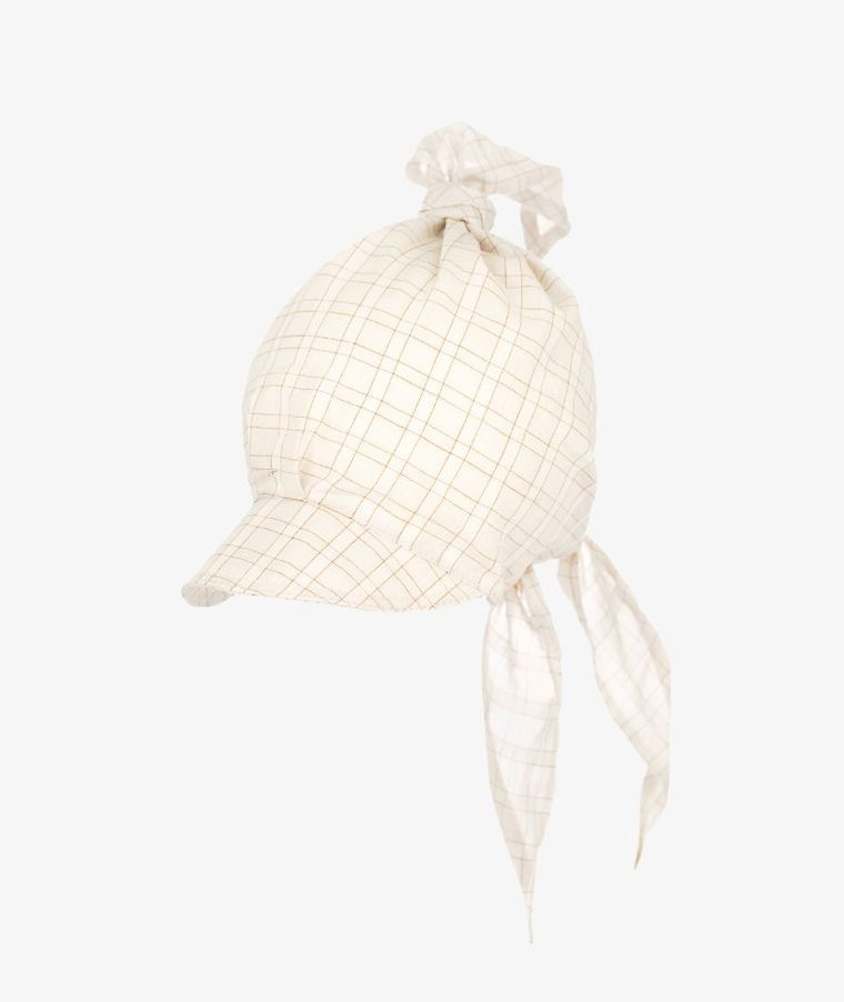 Chustka na głowę dziecięca, beżowa, krata, Iltom