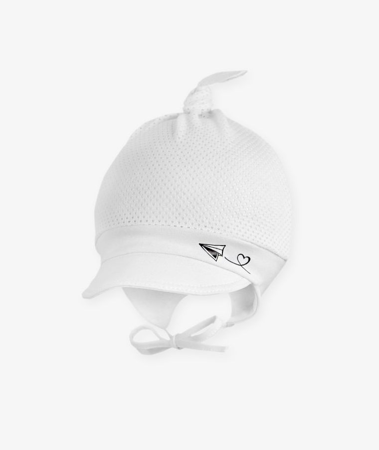 Chustka na głowę niemowlęca, biała, dziurki, Iltom