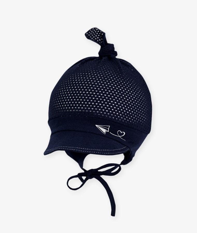 Chustka na głowę niemowlęca, wiązana, granatowa, Iltom