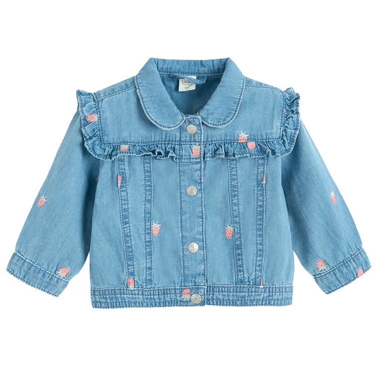 Cienka jeansowa kurtka w truskawki Cool Club