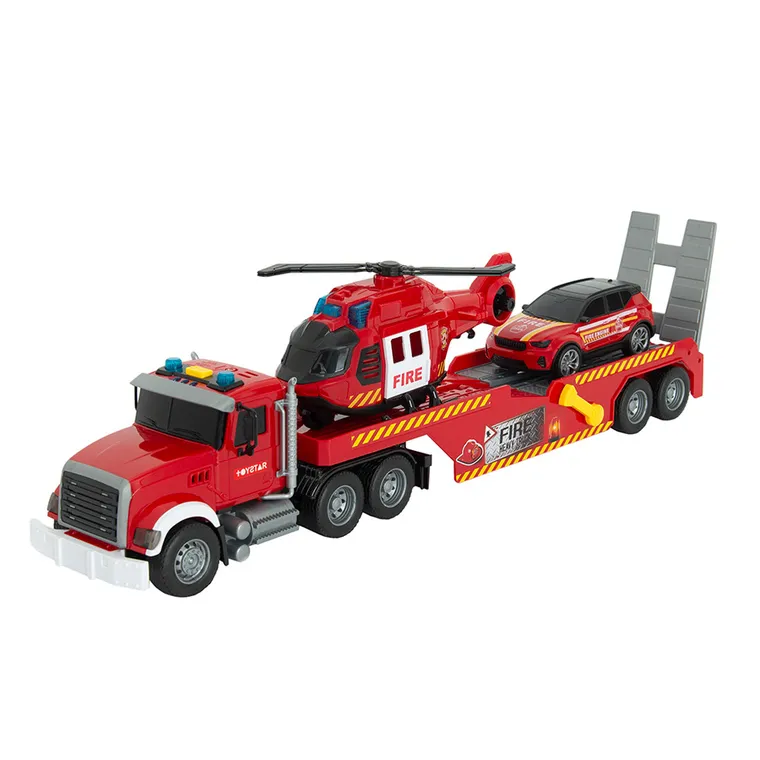 City Fire, straż pożarna, zestaw pojazdów ratunkowych na lawecie, 1:14