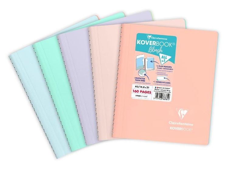 Clairefontaine, KoverBook Blush, kołozeszyt, A5, 80 kartek, kratka, 1 szt.