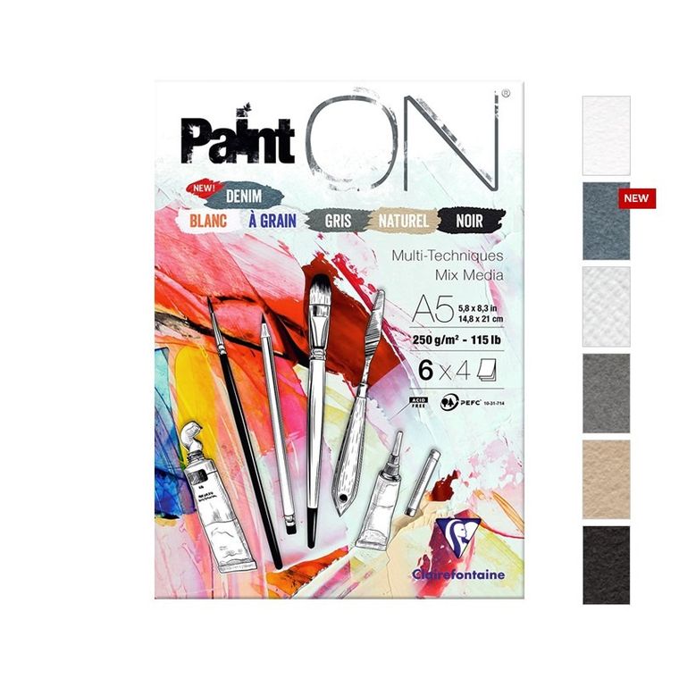 Clairefontaine, Paint On Denim, szkicownik, A5, 24 kartki, 6 kolorów