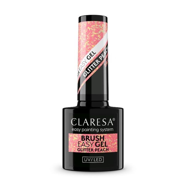 Claresa, Brush Easy Gel, żel do paznokci, glitter peach, 5g