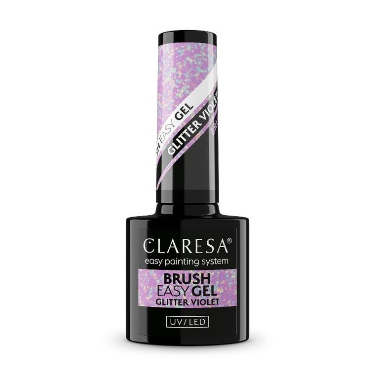 Claresa, Brush Easy Gel, żel do paznokci, glitter violet, 5g