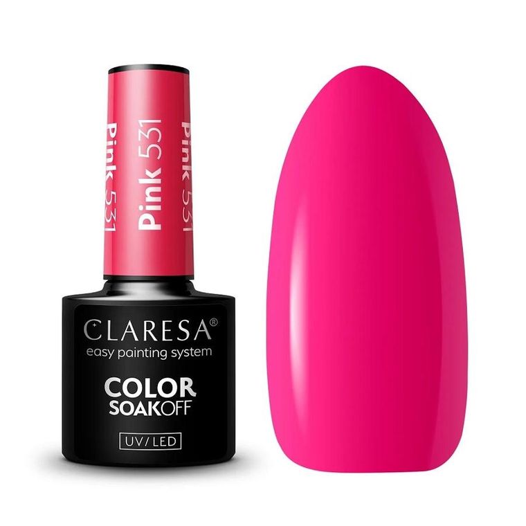 Claresa, Color Soak Off UV/LED Pink, lakier hybrydowy, nr 531, 5g