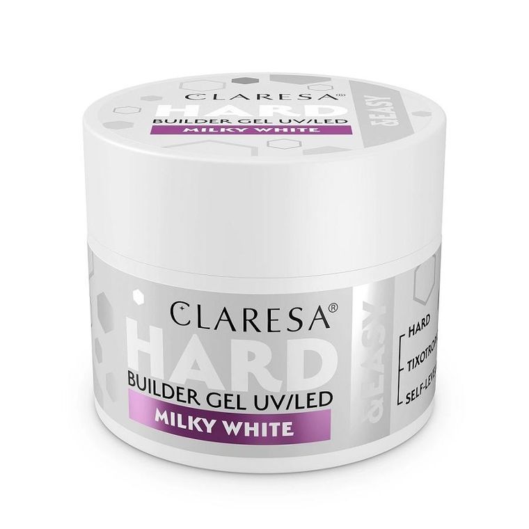 Claresa, Hard&Easy Builder Gel, żel budujący, Milky White, 12g