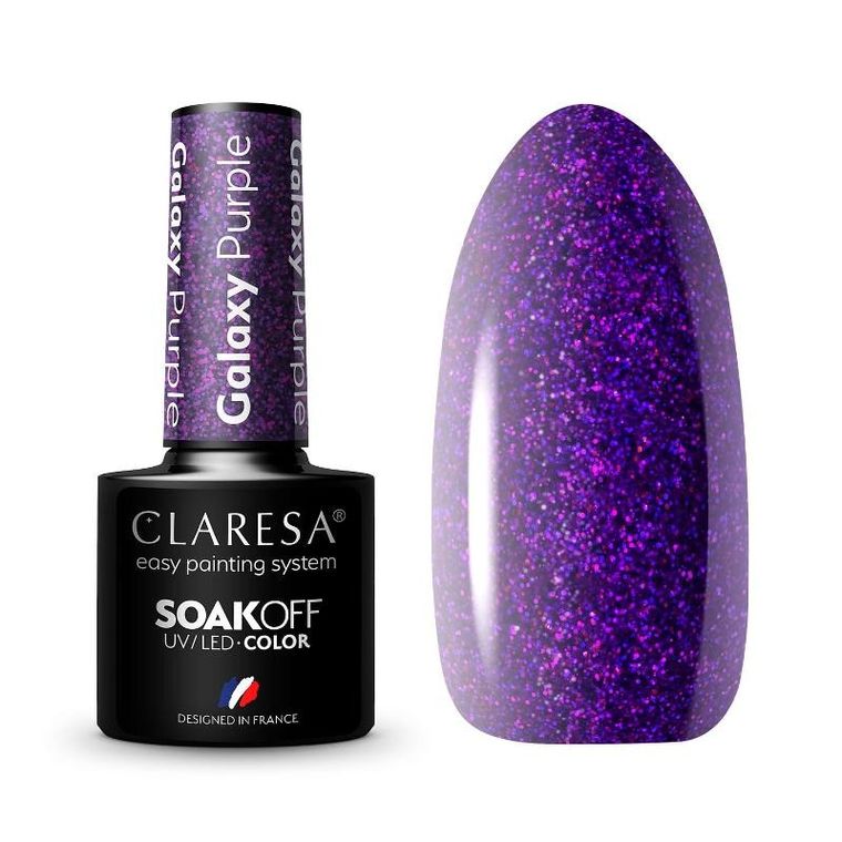 Claresa, lakier hybrydowy, galaxy, purple, 5g