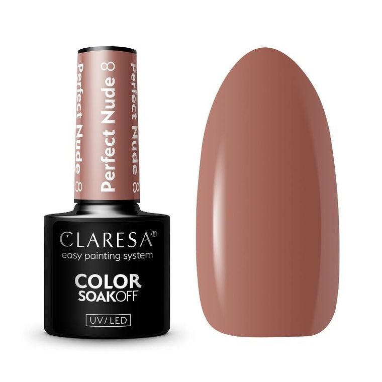 Claresa, lakier hybrydowy, perfect nude nr 8, 5g