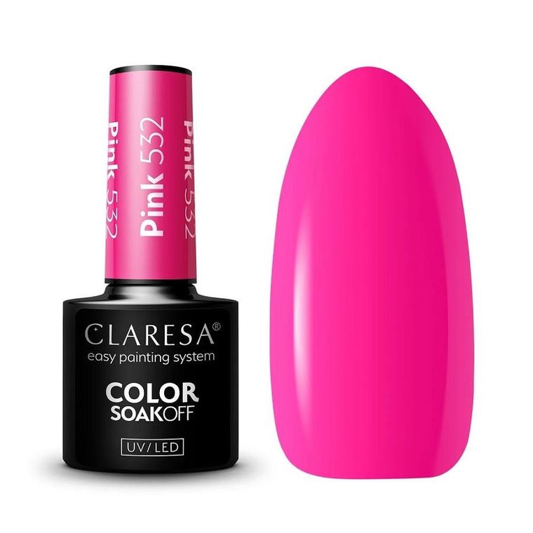 Claresa, lakier hybrydowy, pink, nr 532, 5g