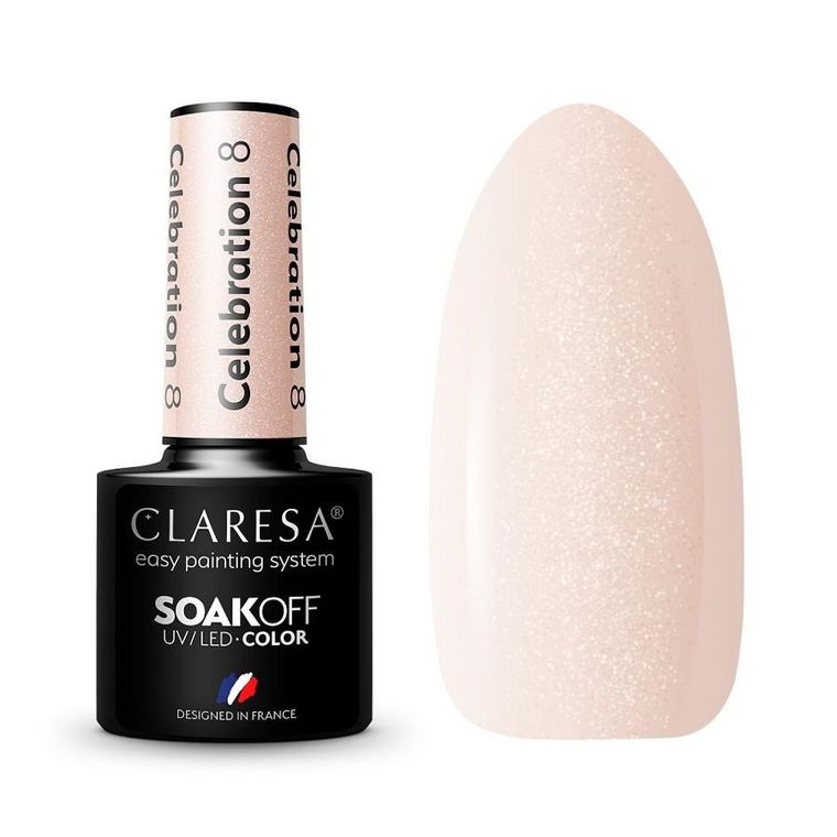 Claresa, Soak Off UV/LED, Celebration, lakier hybrydowy, 8, 5g