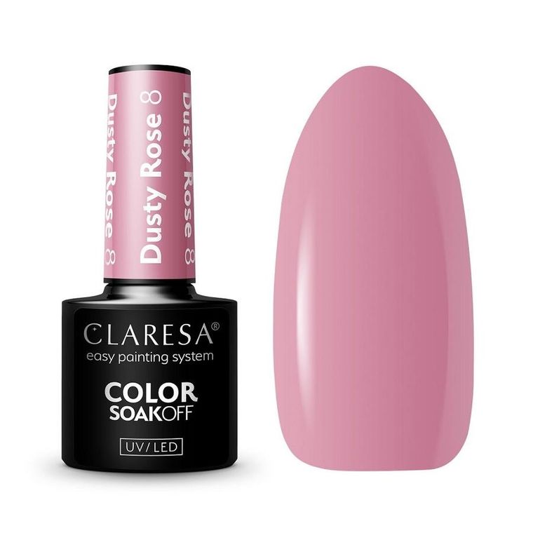 Claresa, Soak Off UV/LED Dusty Rose, lakier hybrydowy 8, 5g