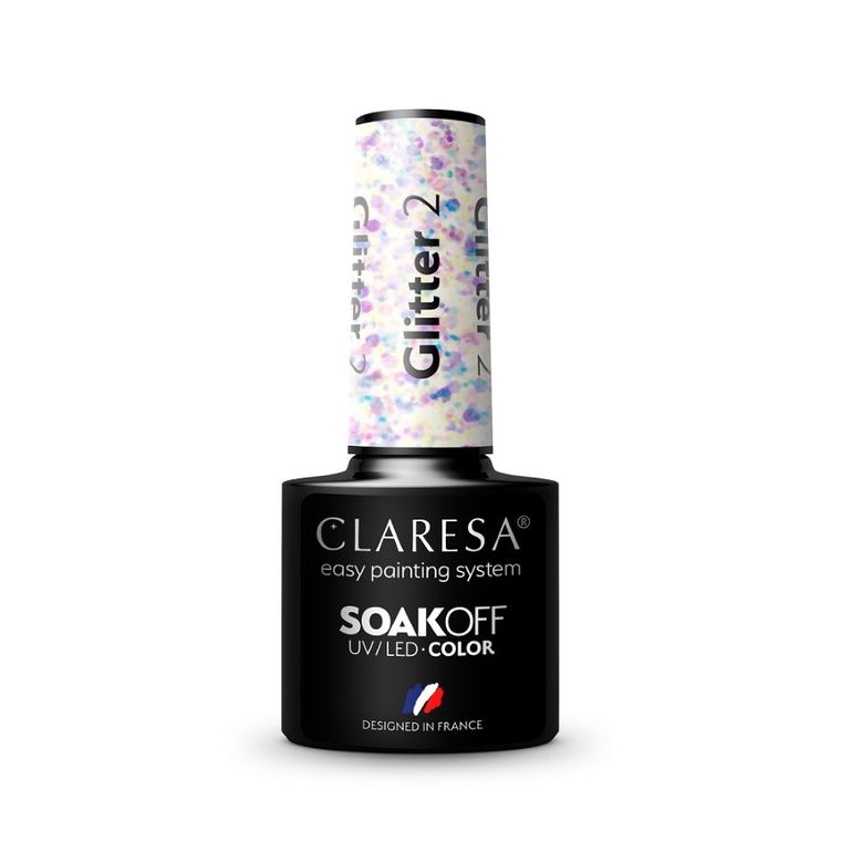 Claresa, Soak Off UV/LED Glitter, lakier hybrydowy, nr 2, 5g