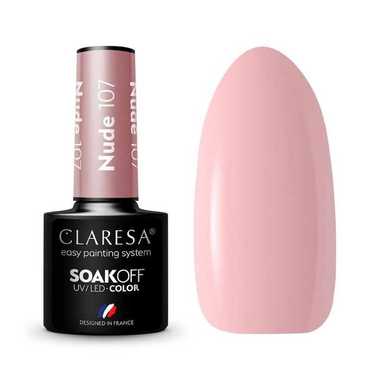 Claresa, Soak Off UV/LED Nude, lakier hybrydowy, 107, 5g