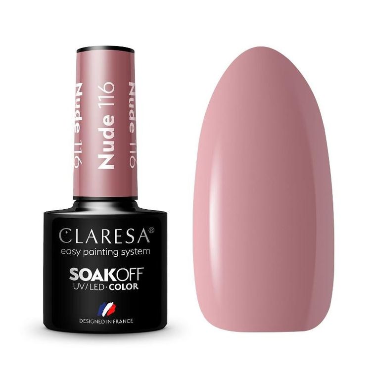 Claresa, Soak Off UV/LED Nude, lakier hybrydowy, nr 116, 5g