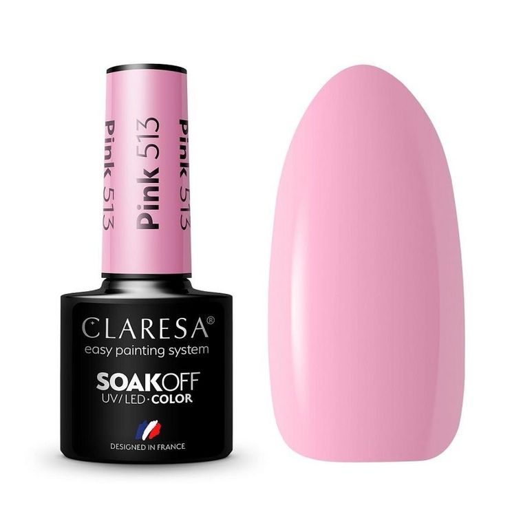 Claresa, Soak Off UV/LED Pink, lakier hybrydowy, 513, 5g