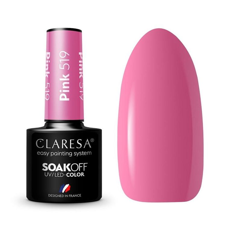 Claresa, Soak Off UV/LED, Pink, lakier hybrydowy, 519, 5g