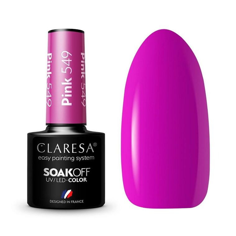 Claresa, Soak Off UV/LED Pink, lakier hybrydowy 549, 5g