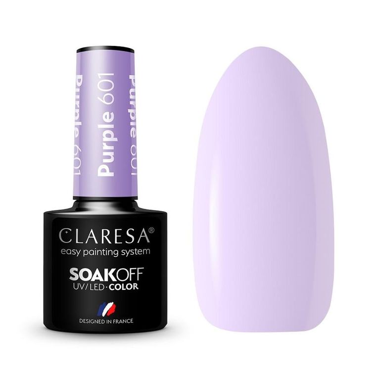 Claresa, Soak Off UV/LED Purple, lakier hybrydowy, 601, 5 g