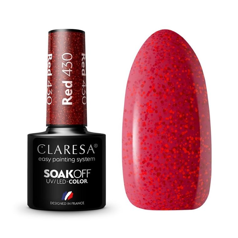 Claresa, Soak Off UV/LED Red, lakier hybrydowy, nr 430, 5g