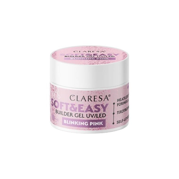 Claresa, Soft & Easy, Builder Gel, żel budujący do paznokci, blinking pink, 12g