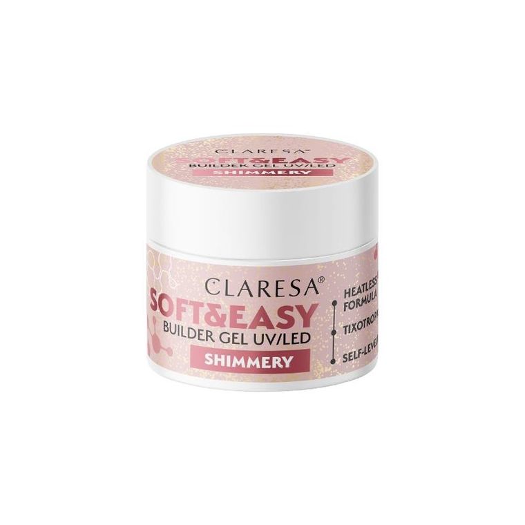 Claresa, Soft & Easy, Builder Gel, żel budujący do paznokci, shimmery, 12g