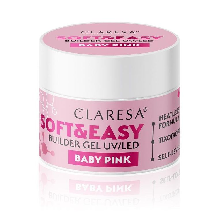 Claresa, Soft&Easy Builder, żel budujący do paznokci, baby pink, 45g
