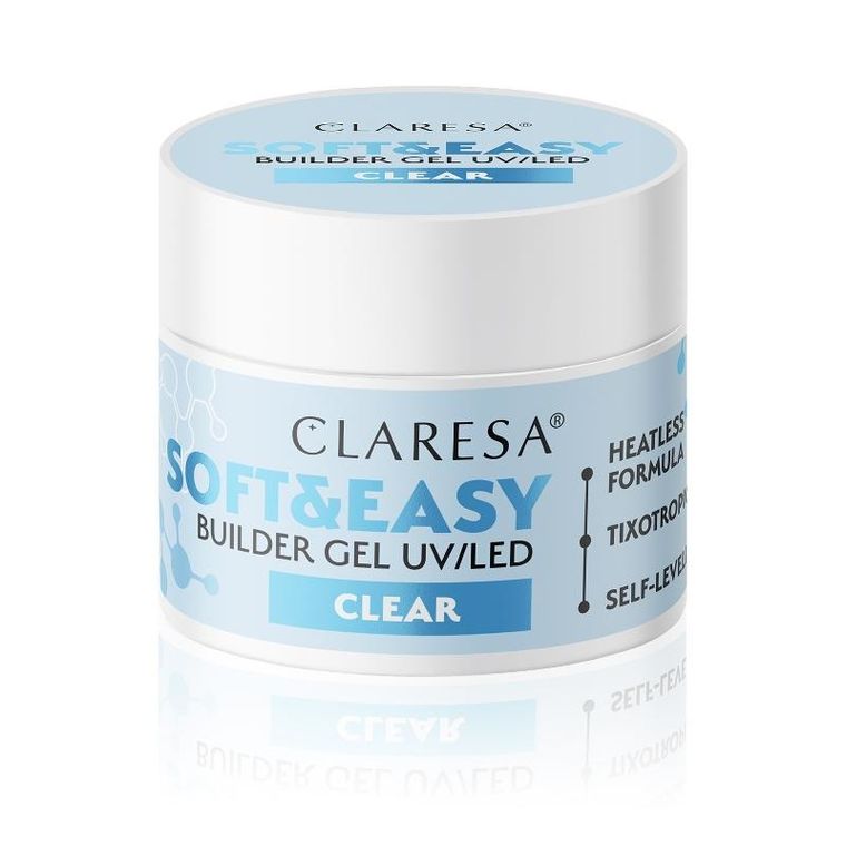 Claresa, Soft&Easy Builder, żel budujący do paznokci, clear, 12g