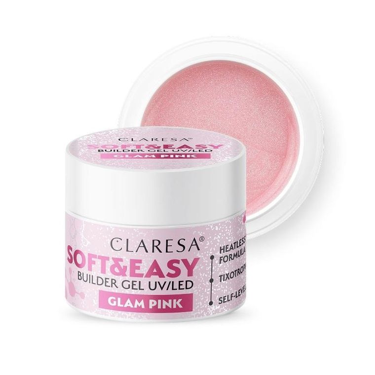 Claresa, Soft&Easy Builder, żel budujący do paznokci, glam pink, 45g