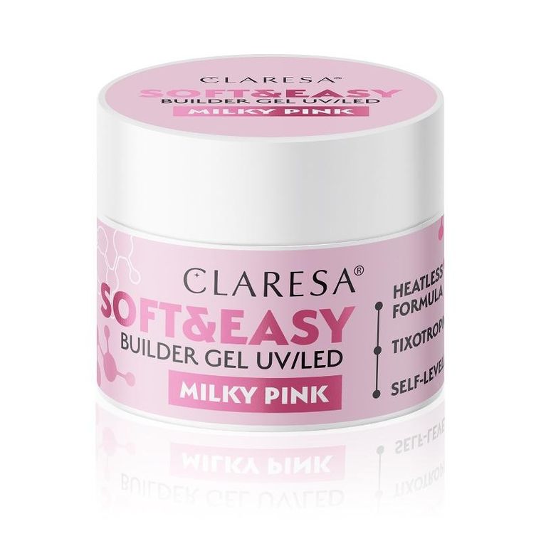 Claresa, żel budujący do paznokci, Soft&Easy Builder, Milky White, 45g