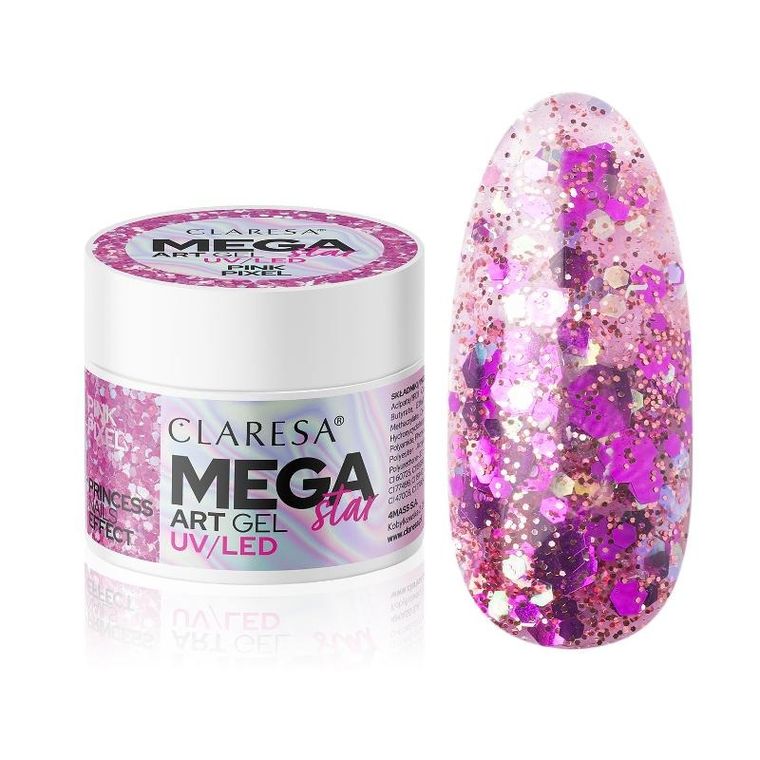 Claresa, żel do zdobień, Megastar Pink Pixel, 10g