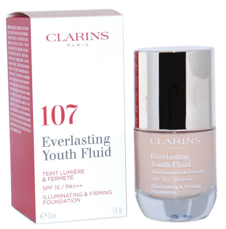Clarins, Everlasting Youth Fluid 107 Beige, podkład wygładzający, 30 ml