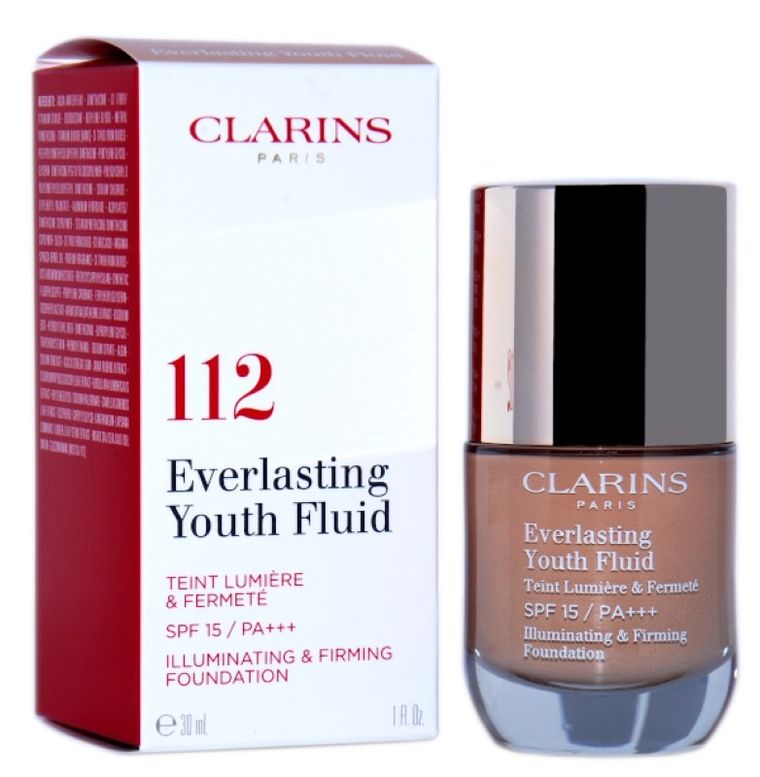 Clarins, Everlasting Youth Fluid, podkład wygładzający, 112 Amber, 30 ml