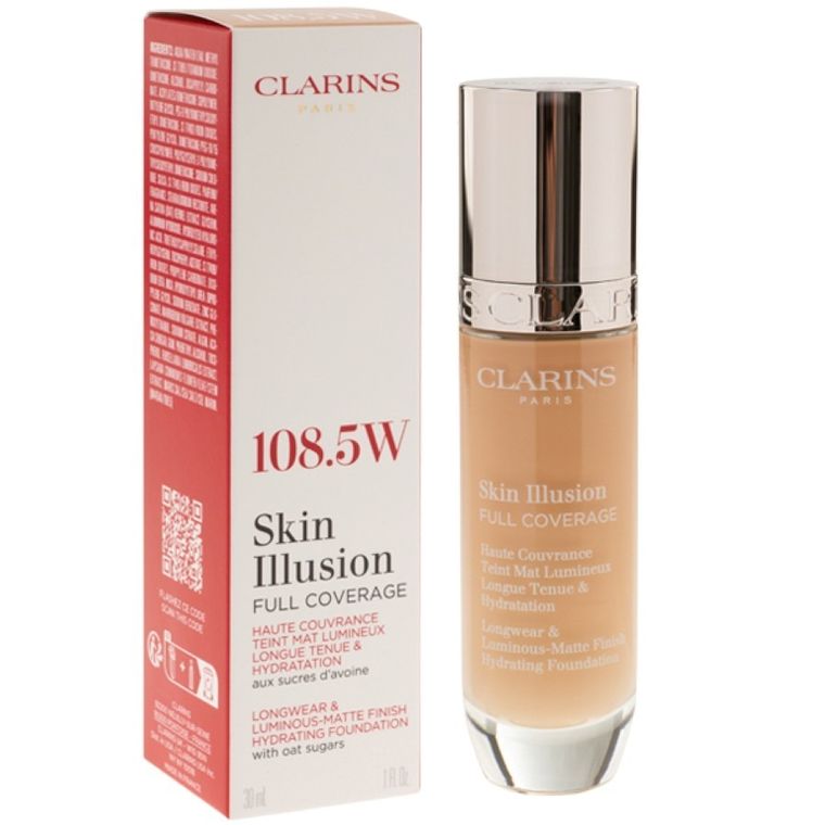 Clarins, Skin Illusion, Full Coverage Hydrating Foundation, podkład, 108.5, 30 ml