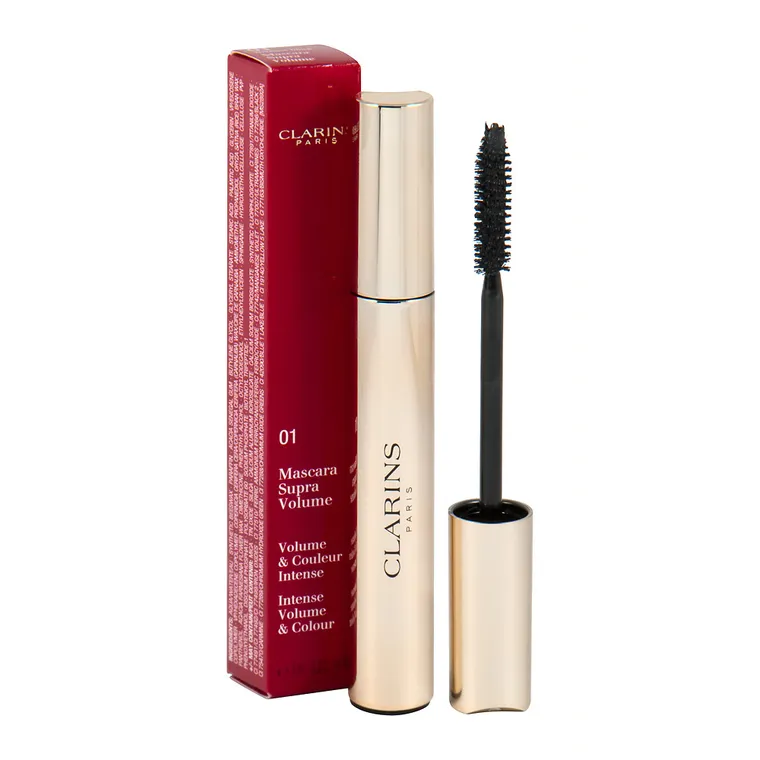 Clarins, Supra volume mascara, pogrubiający tusz do rzęs, 01 intense black, 8 ml