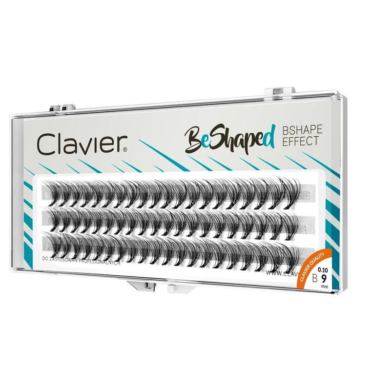 Clavier, BeShaped, jedwabne kępki rzęs skręt B 10D, 9 mm