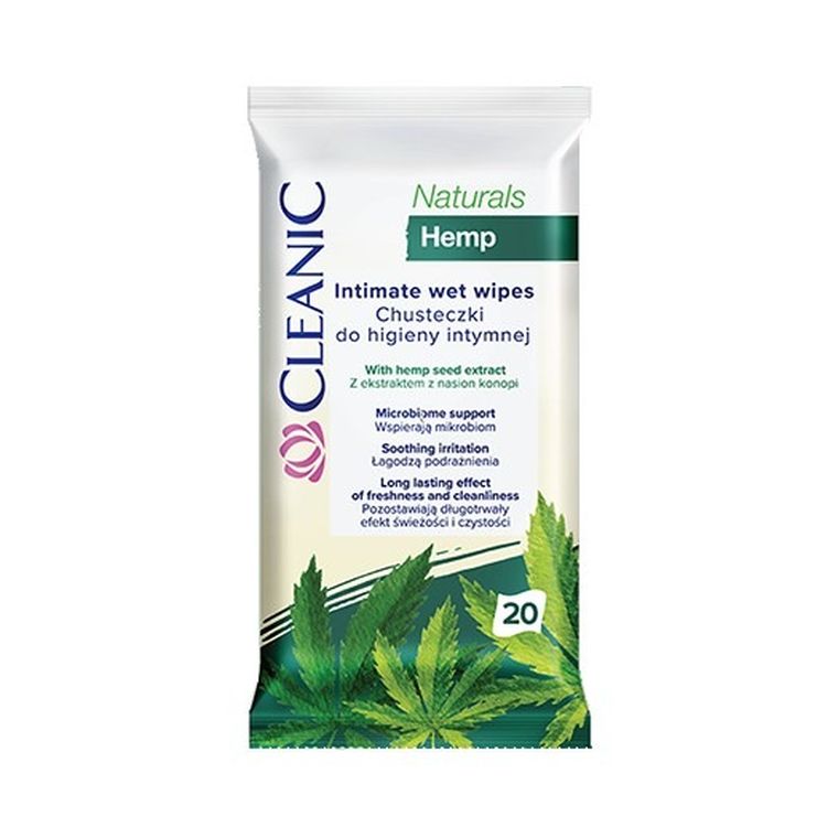 Cleanic, chusteczki do higieny intymnej, naturals hemp, 20 szt.