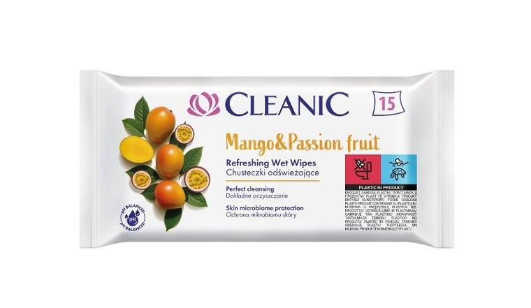 Cleanic, chusteczki odświeżające, mango marakuja, 15 szt.