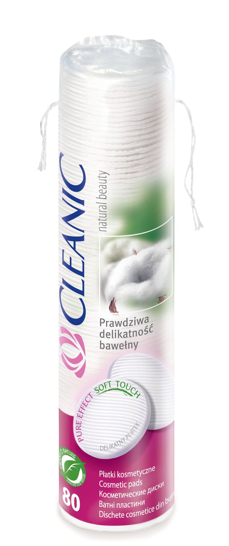 Cleanic, Pure Effect, okrągłe płatki kosmetyczne, 80 szt.