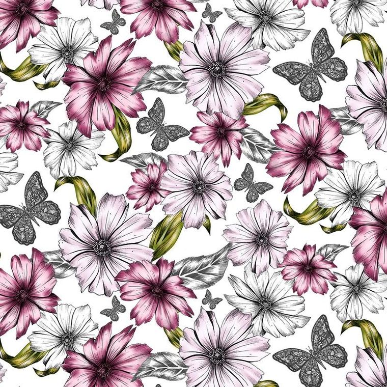 Clear Creations, karnet, kwadrat, Etniczne kwiaty