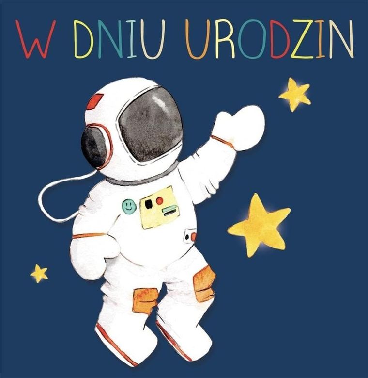 Clear Creations, karnet, kwadrat, Urodziny, Kosmonauta