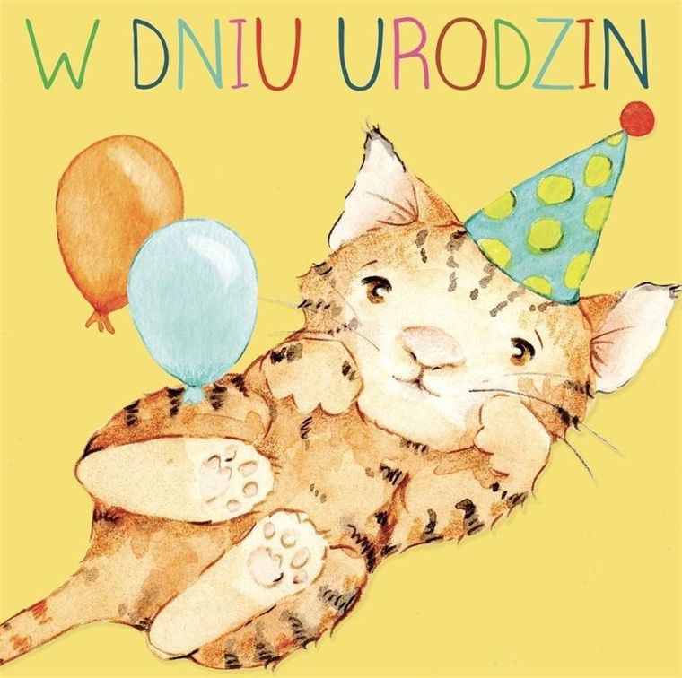 Clear Creations, karnet, kwadrat, Urodziny, Kotek