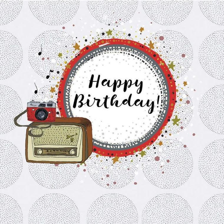 Clear Creations, karnet kwadrat, urodziny, radio