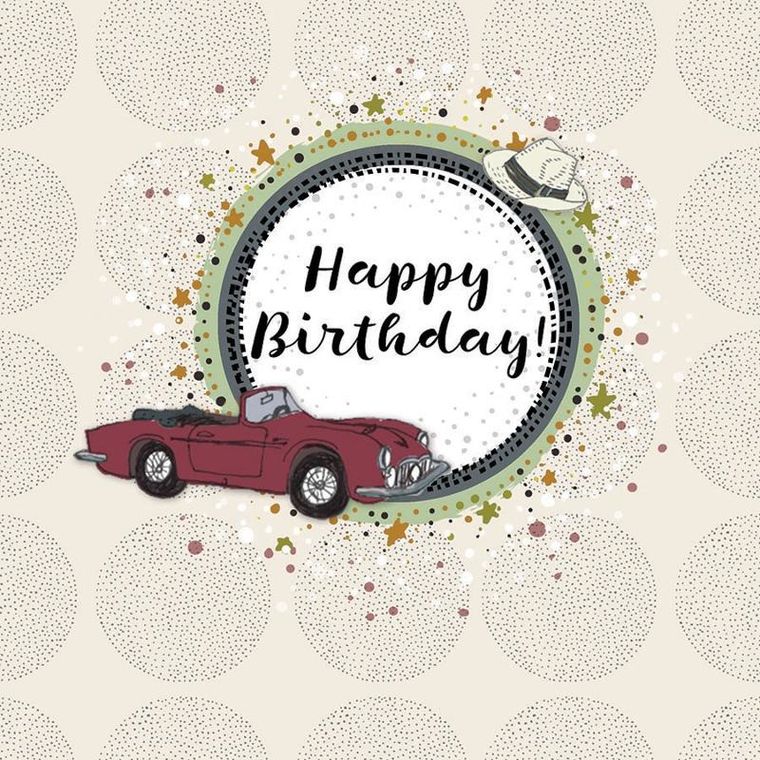 Clear Creations, karnet kwadrat, urodziny, samochód