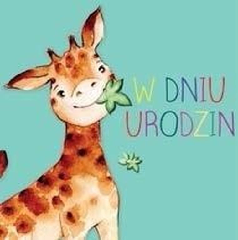 Clear Creations, karnet, kwadrat, Urodziny, Żyrafa