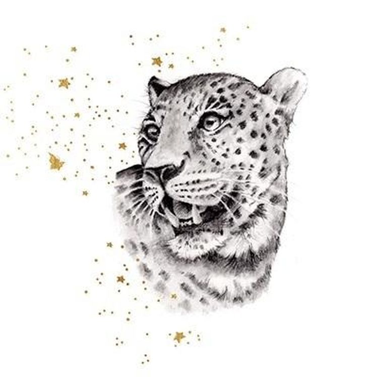 Clear Creations, karnet, złocony kwadrat, Gepard
