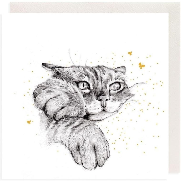 Clear Creations, karnet, złocony kwadrat, Kot