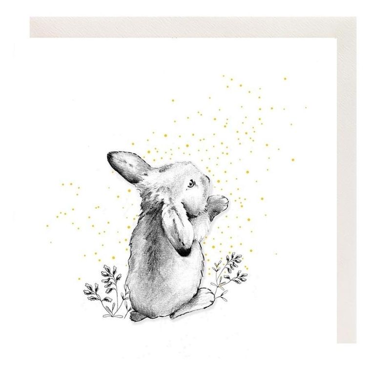 Clear Creations, karnet, złocony kwadrat, Królik